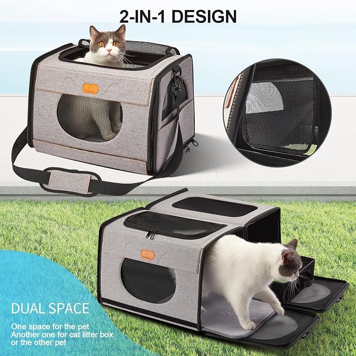 3. IKARE 2-in-1 Double Cat Carrier — Best for Camping and Moves