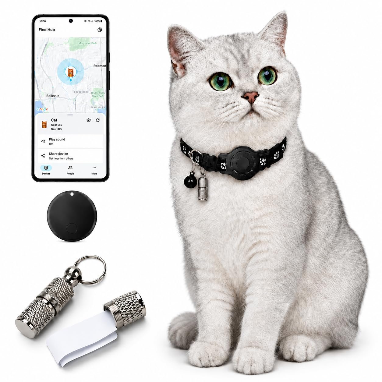 6. Vebiso Find My + Find Hub Tracker Collar — Best Budget Bundle for Cats