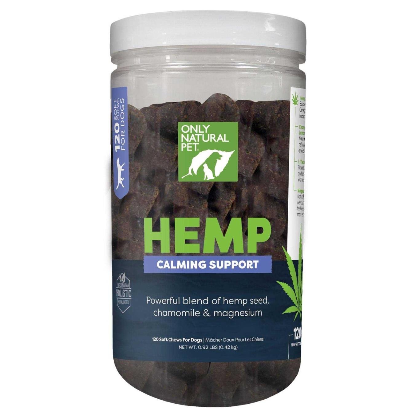 4. Only Natural Pet Hemp Calming Support (120 ct) — Melatonin-Free Option