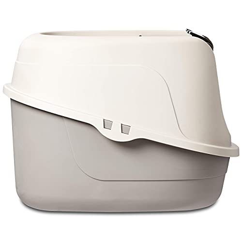 6. Amazon Basics No-Mess Hooded Litter Box, Standard — Best for Small Spaces