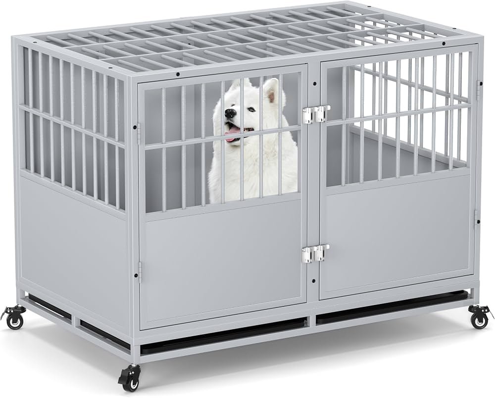 6. REXWELTEN 48″ Stackable Heavy Duty Crate — Best for Multi-Dog Homes