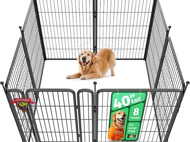 2. FXW Rollick Dog Playpen (40", 8 Panels) — Best for RV Camping & Big Dogs