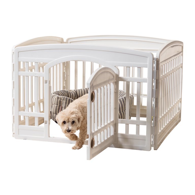 3. IRIS USA 24" 4-Panel Playpen with Door — Best for Small Dogs