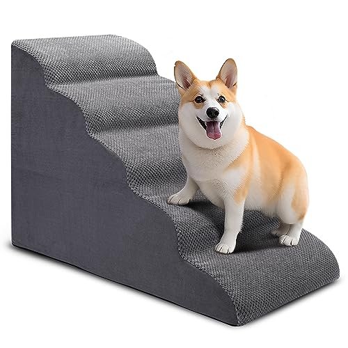 6. CiWiVOKi 5-Tier Foam Dog Stairs -- Best for Small Seniors