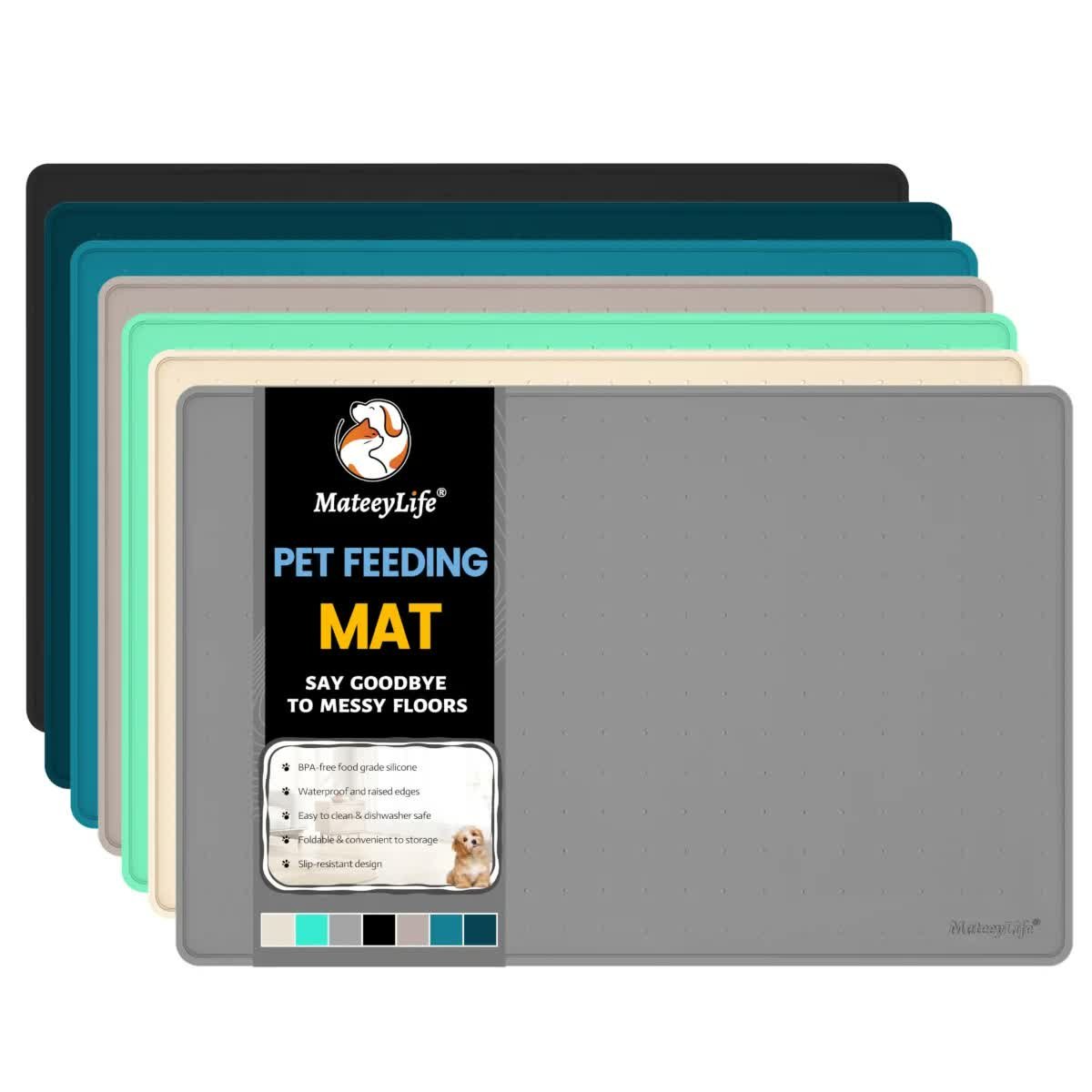 5. MateeyLife Silicone Dog Food Mat (18″ x 12″) — Best for Travel