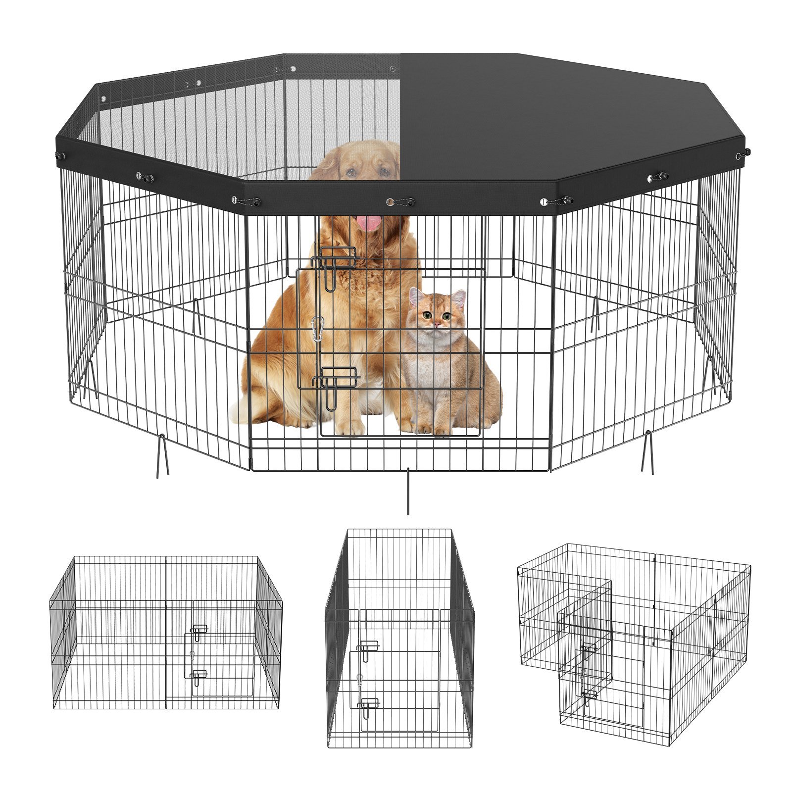 VEVOR Dog Playpen, 8 Panels with Cover — Best covered tough