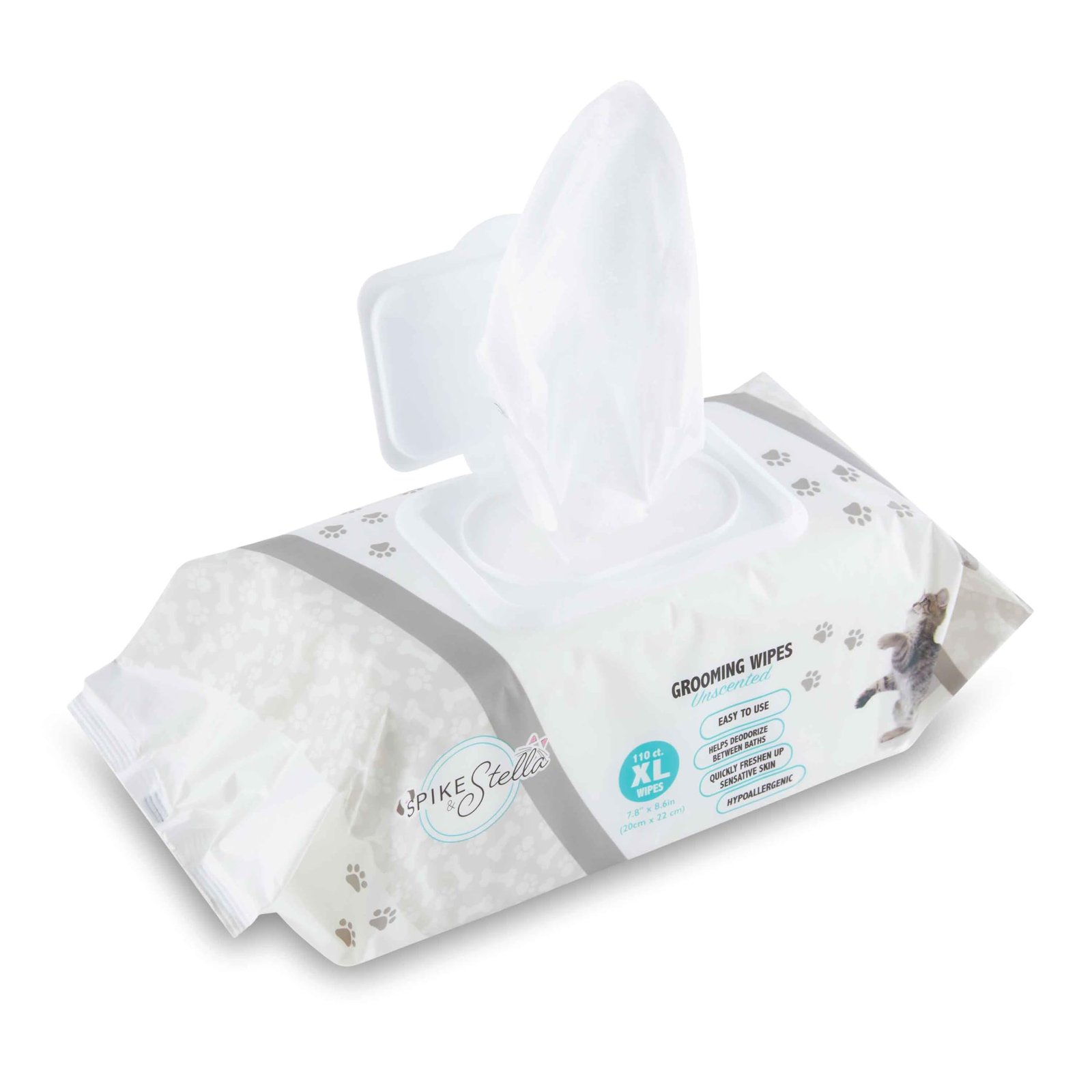 2. Spike & Stella Grooming Wipes Unscented XL, 7.8" x 8.6", 110 Count — Best unscented XL