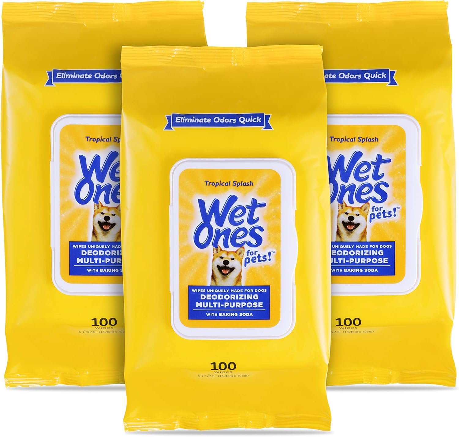 5. Wet Ones for Pets Deodorizing Multi-Purpose Wipes with Baking Soda, 100 Count, 3 Pack — Best deodorizing