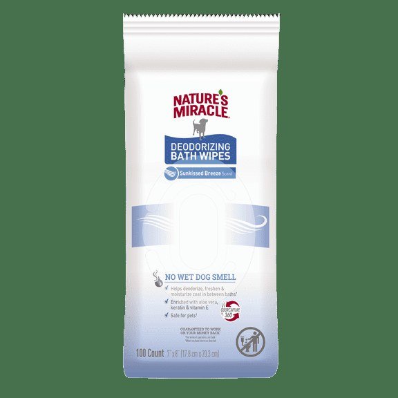 6. Nature's Miracle Deodorizing Bath Wipes Sunkissed Breeze, 100 Count — Best 7"×8" bath wipe