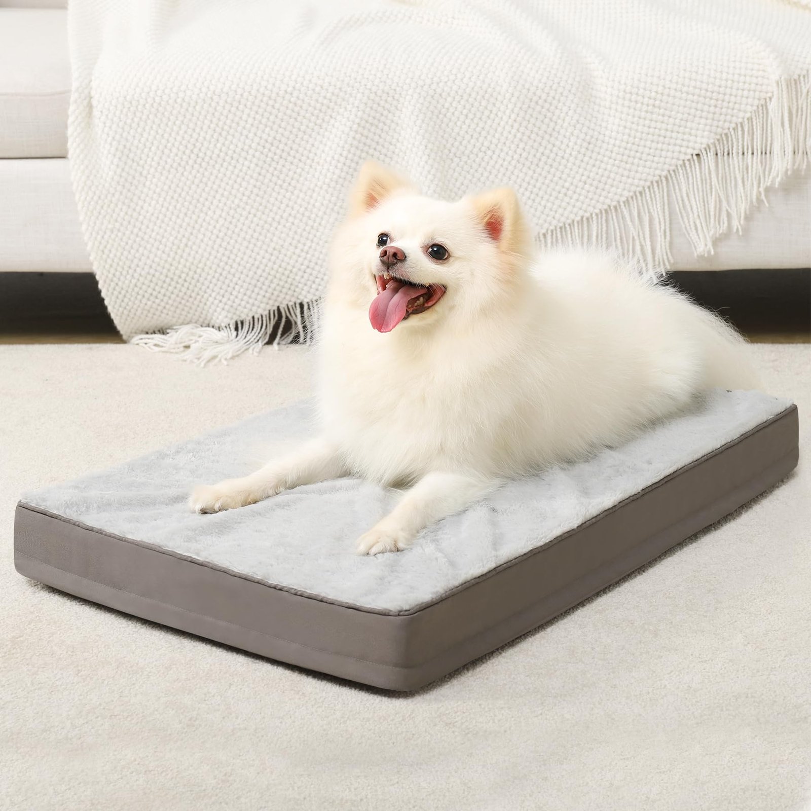 6. KSIIA Washable Dog Bed, 35×23 (Brown) — Best mid-size XL