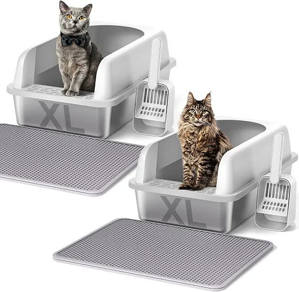 6. Henkelion Stainless Steel Litter Box (2-Pack) — Budget Stainless