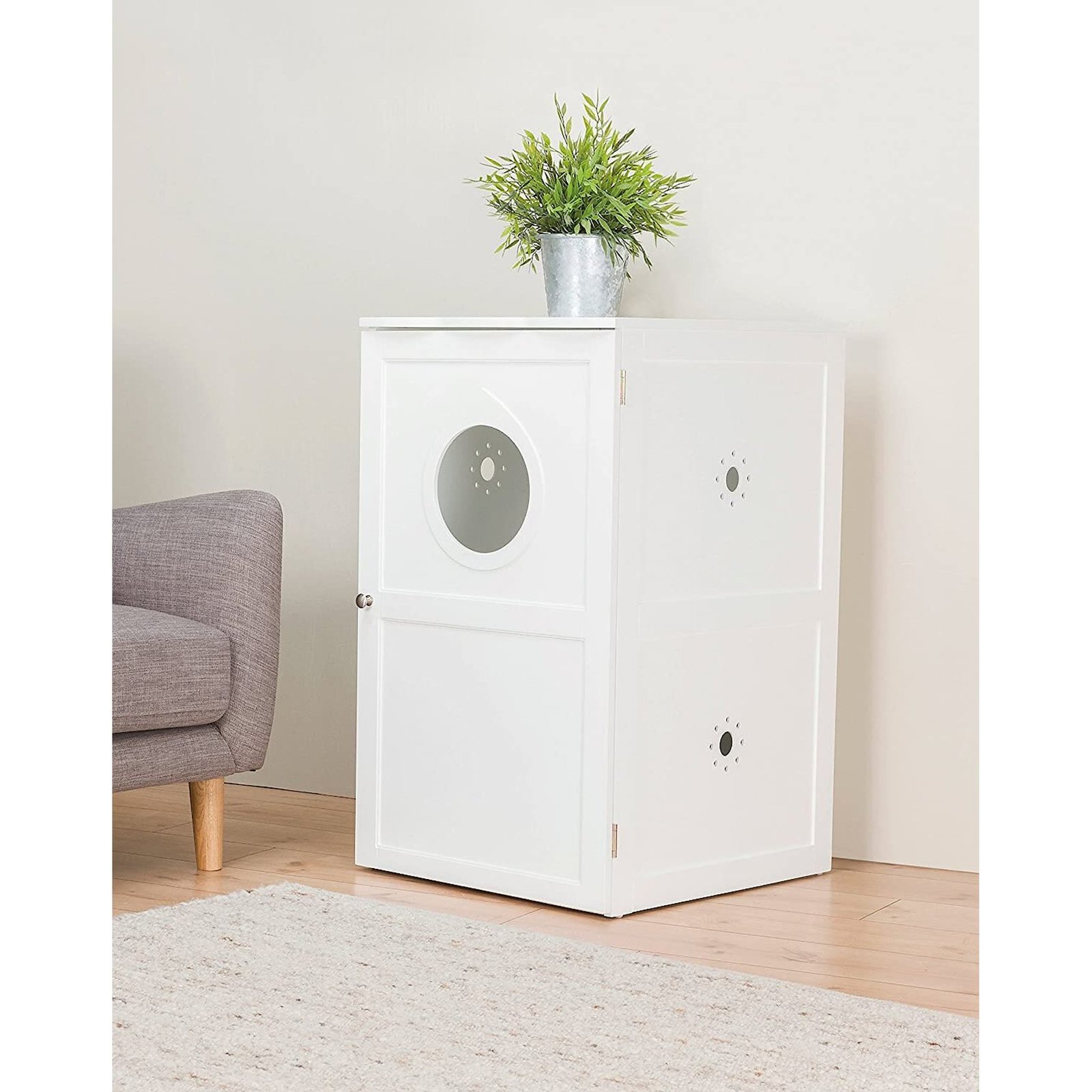 6. TRIXIE 2-Story Litter Box Enclosure (White) — Best Two-Level Design