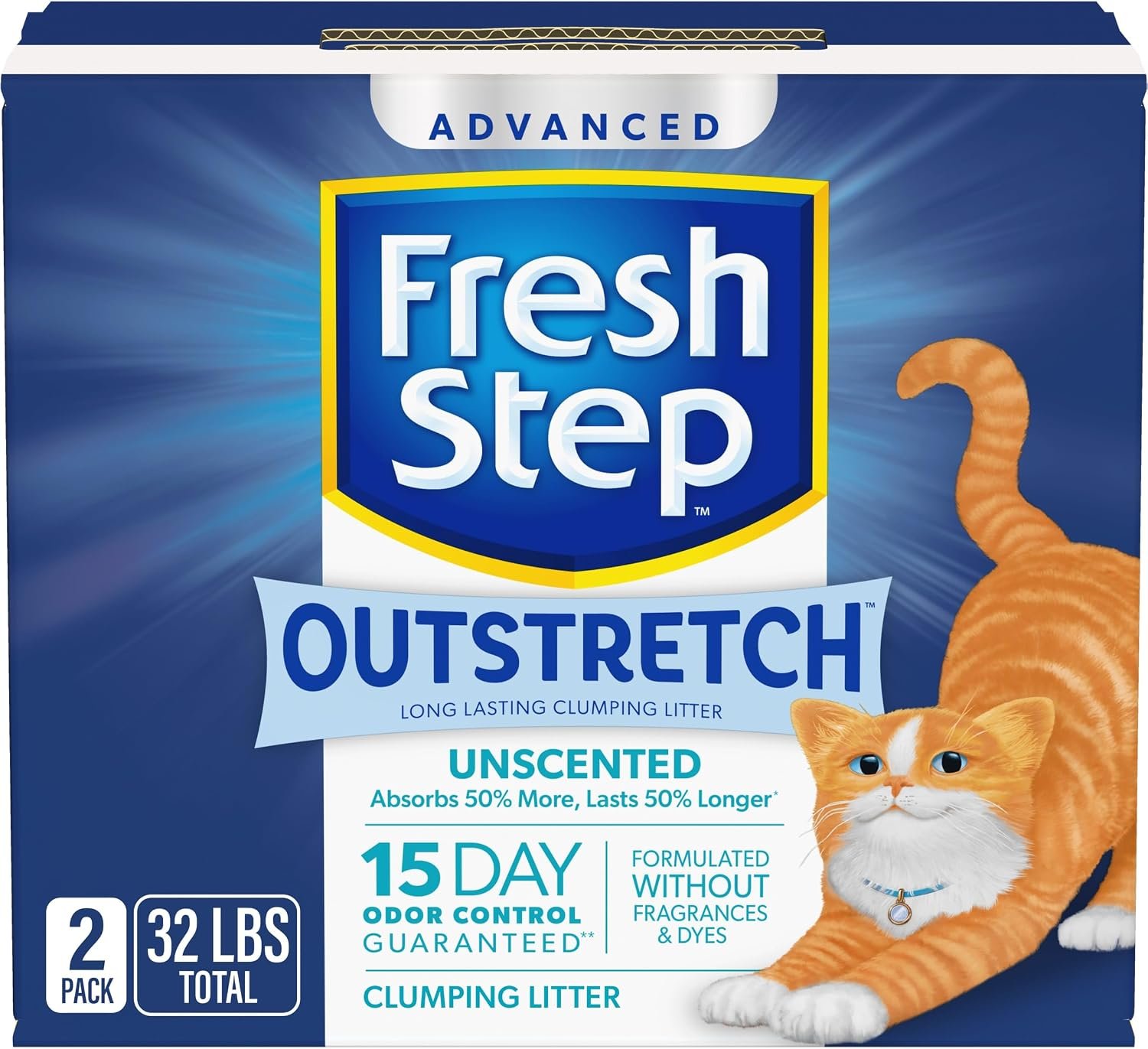 2. Fresh Step Outstretch Advanced Simply Unscented (32 lb) — Longest-Lasting