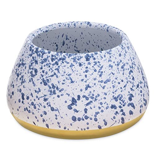 2. Navaris Ceramic Dog Bowl (White w/ Blue Speckles) — Best Ceramic