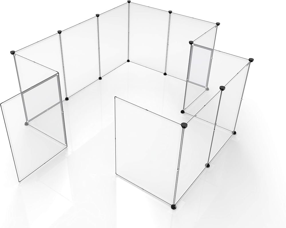 2. Tespo DIY Transparent Pet Playpen (12 Panels) — Best grip-mat panels