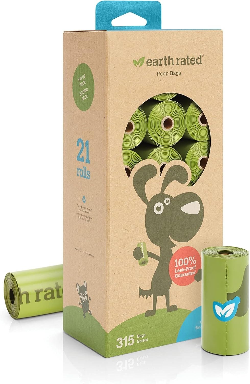 Earth Rated Poop Bags (315 ct, Unscented) — Best bulk recycled