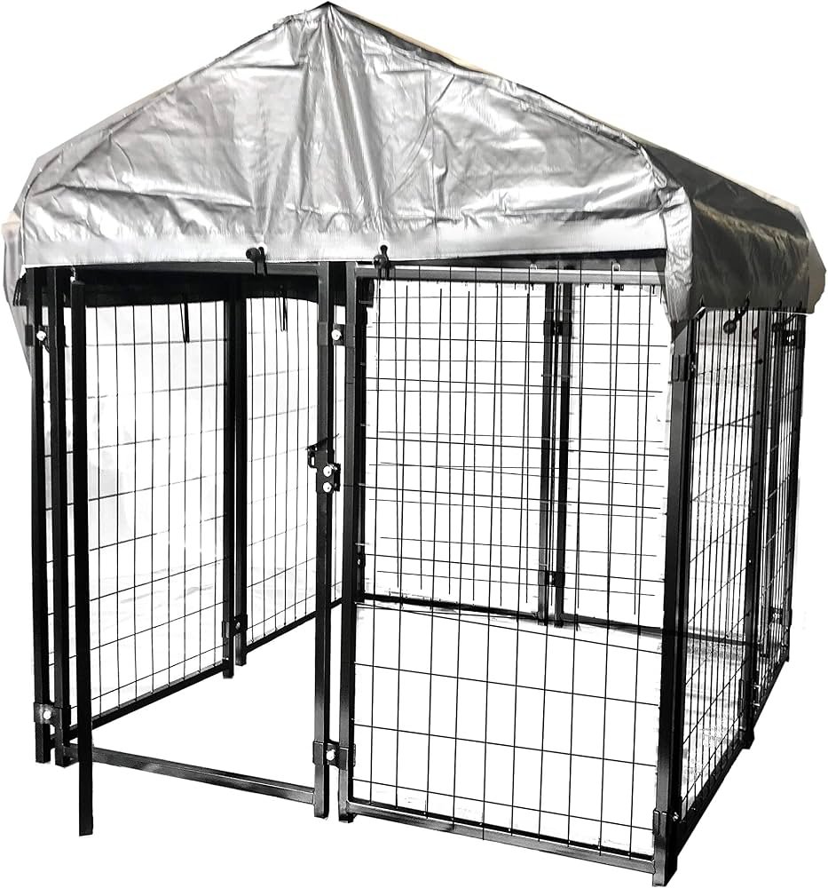 4. ALEKO Expandable Kennel with Roof & Rain Cover — Best All-in-One Roof Kit