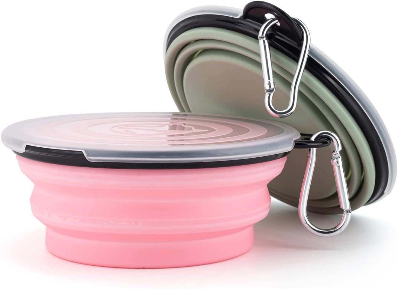 5. SLSON Collapsible Dog Bowls — 2-Pack with Lids — Best Lidded Set