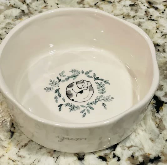 2. "YUM" — Small Pet Bowl 4.75″ — Best for Cats & Small Dogs