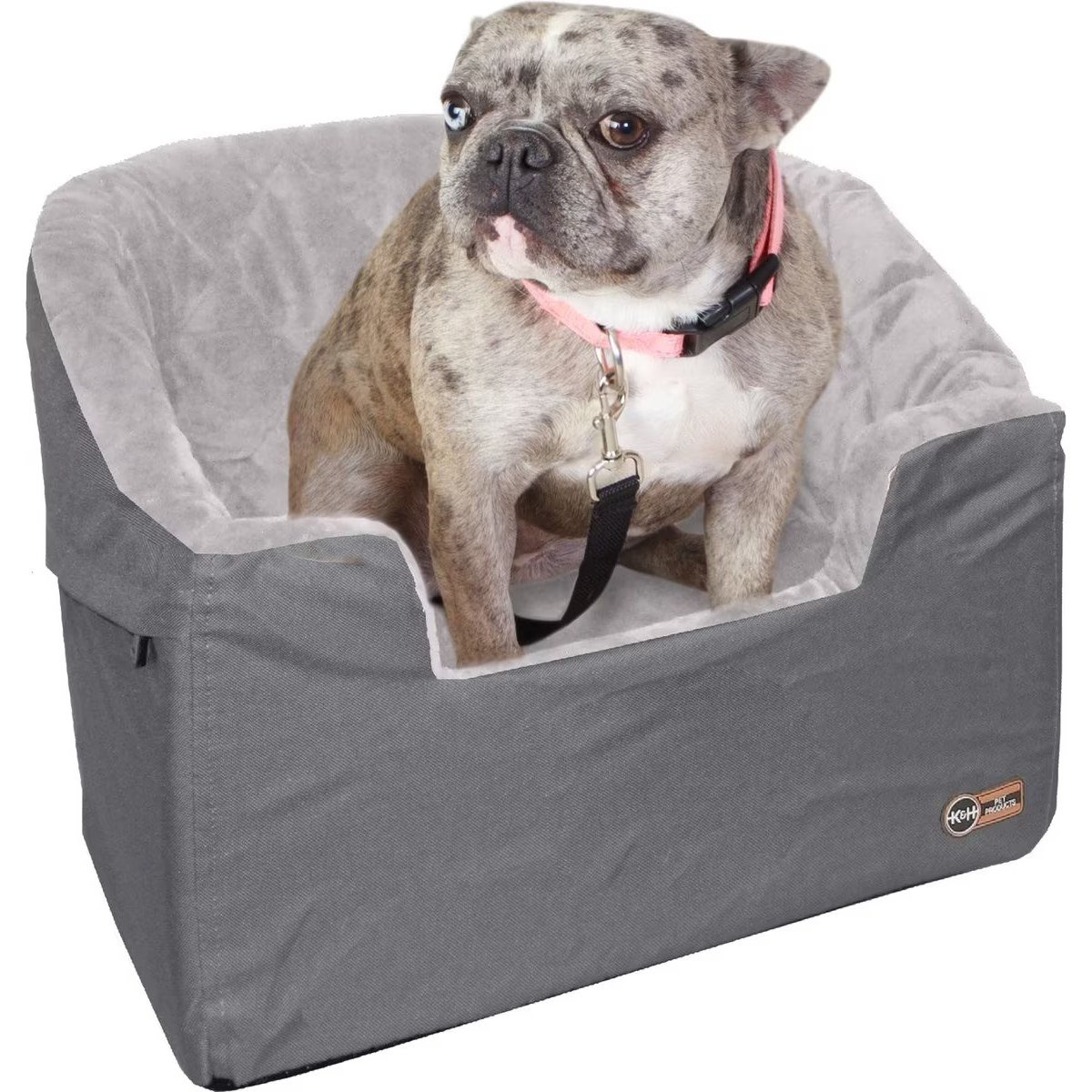 K&H Pet Products Bucket Booster dog car seat, large gray and cream