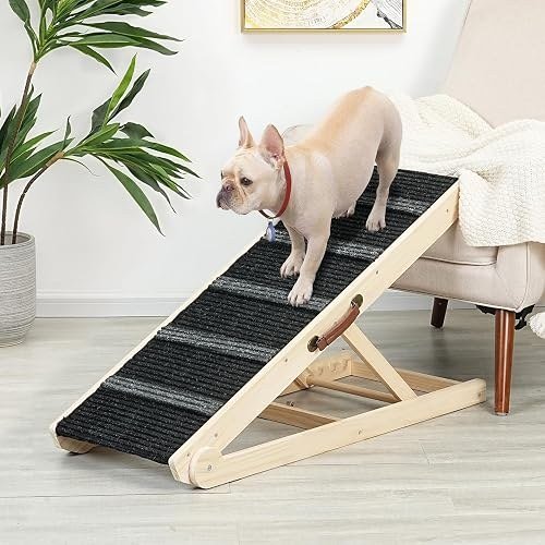 SweetBin 47-inch folding wooden dog ramp with high-traction mat and side carrying handles