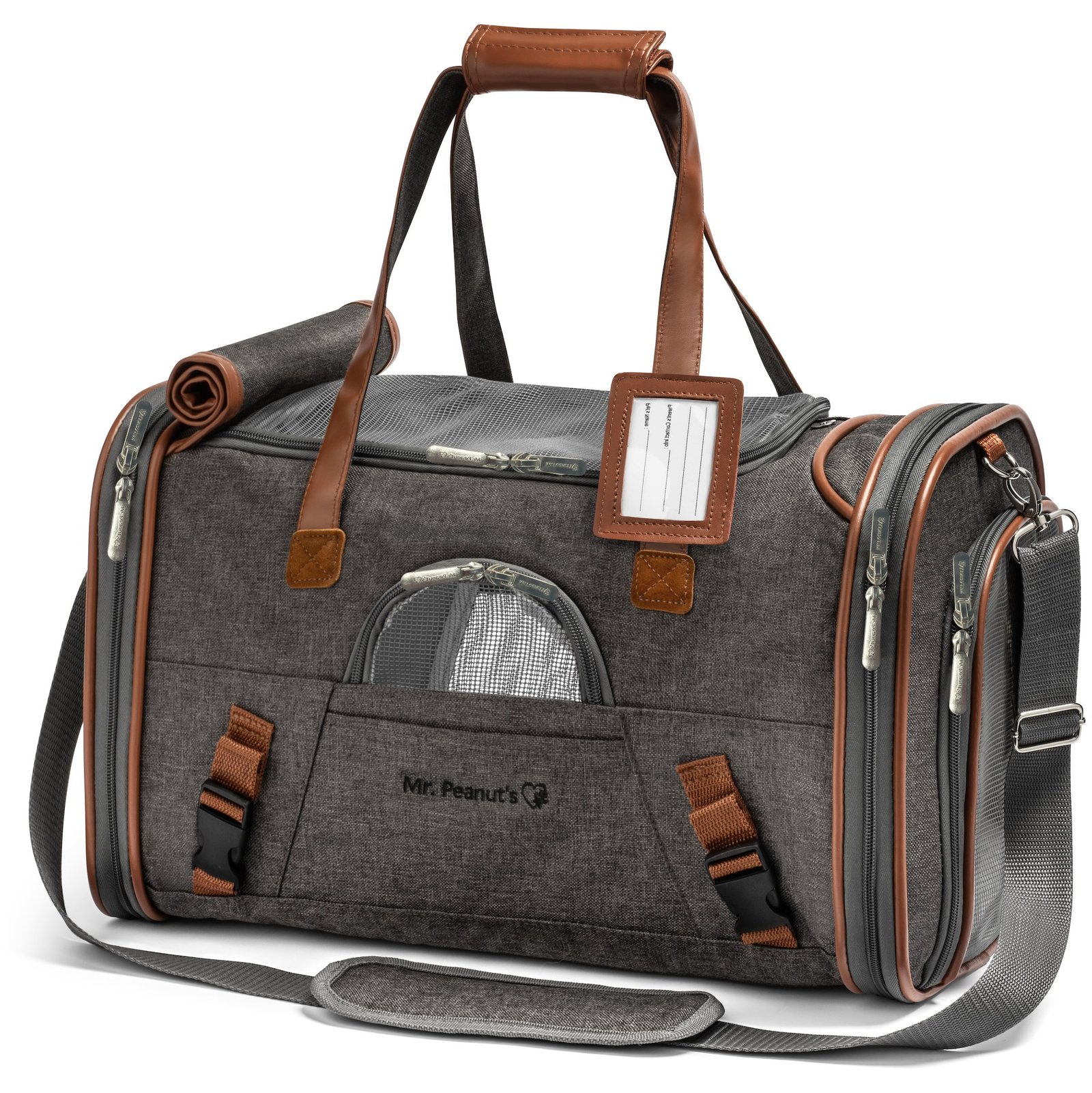 Mr. Peanut's Gold Series low profile pet carrier tote, charcoal