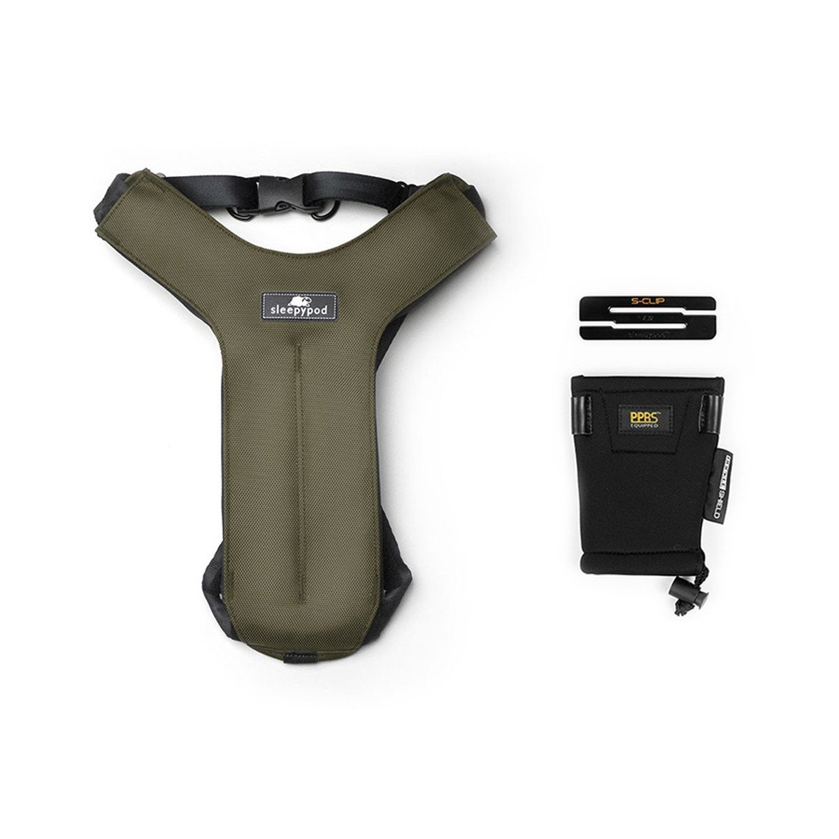 Sleepypod Clickit Sport Plus dog car harness in olive green with Infinity Loop webbing