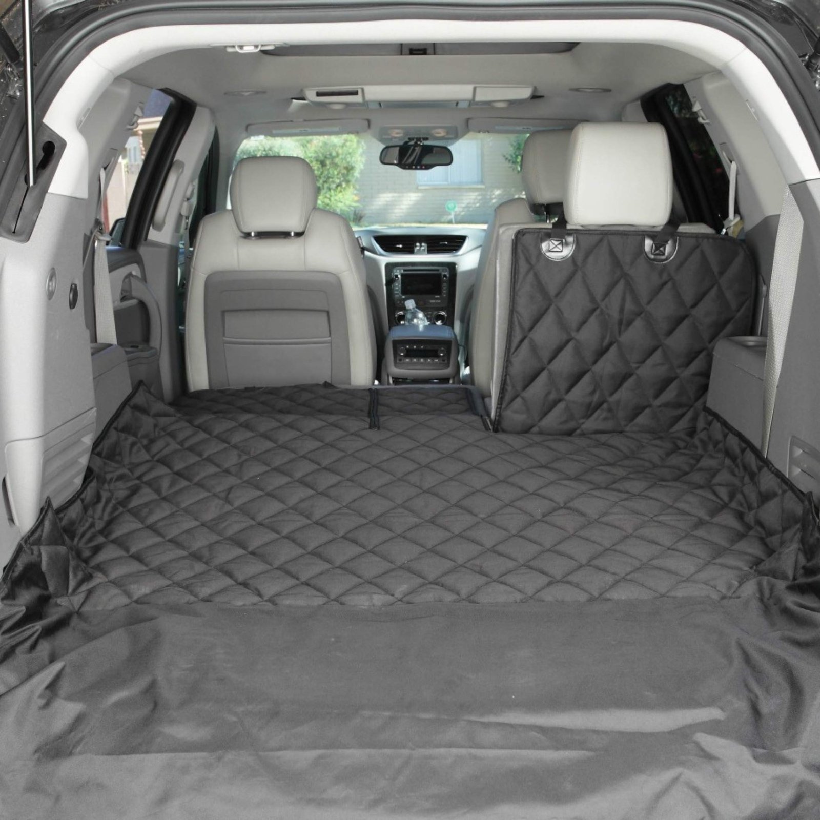 4Knines SUV Cargo Liner for Dogs - Dog Trunk Cover - Heavy-Duty, Waterproof Pet Seat Protector - Large (Black), 52 x 86 in with 22 in Bumper Flap