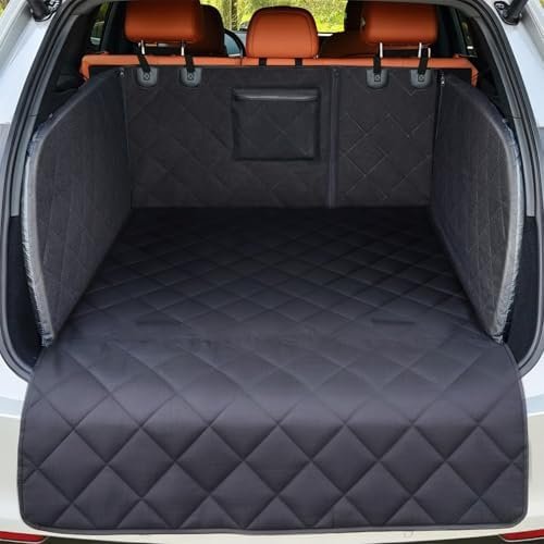REEVAA SUV Cargo Liner for Dogs, Full Coverage Non-Slip Cargo Cover with Cushioned Sides, Waterproof, Machine Washable Trunk Protector Mat (M, Black)