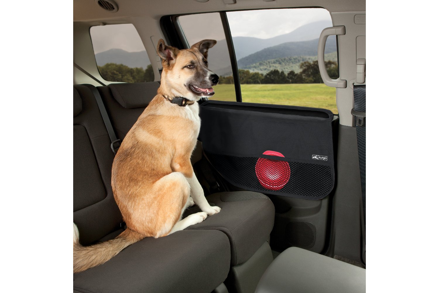 Kurgo Rover Car Door Guard installed on car door, black