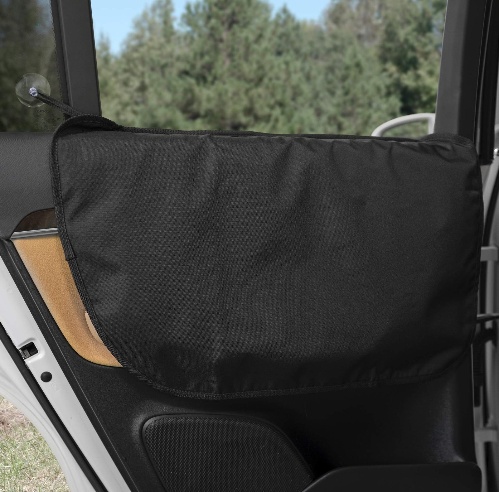 Plush Paws Premium Car Door Protector installed on car door, black