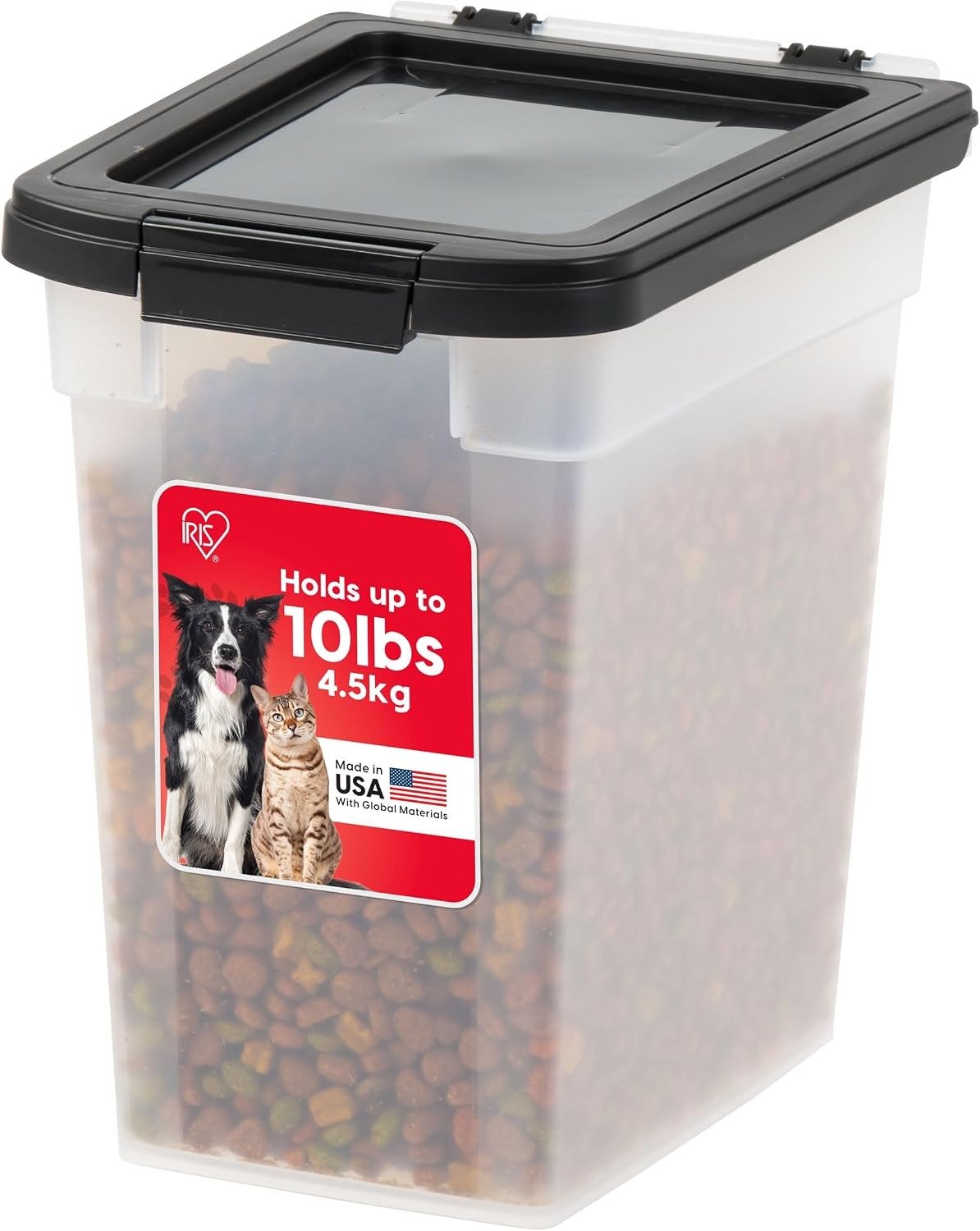 IRIS USA 10-pound airtight pet food container, pearl and black