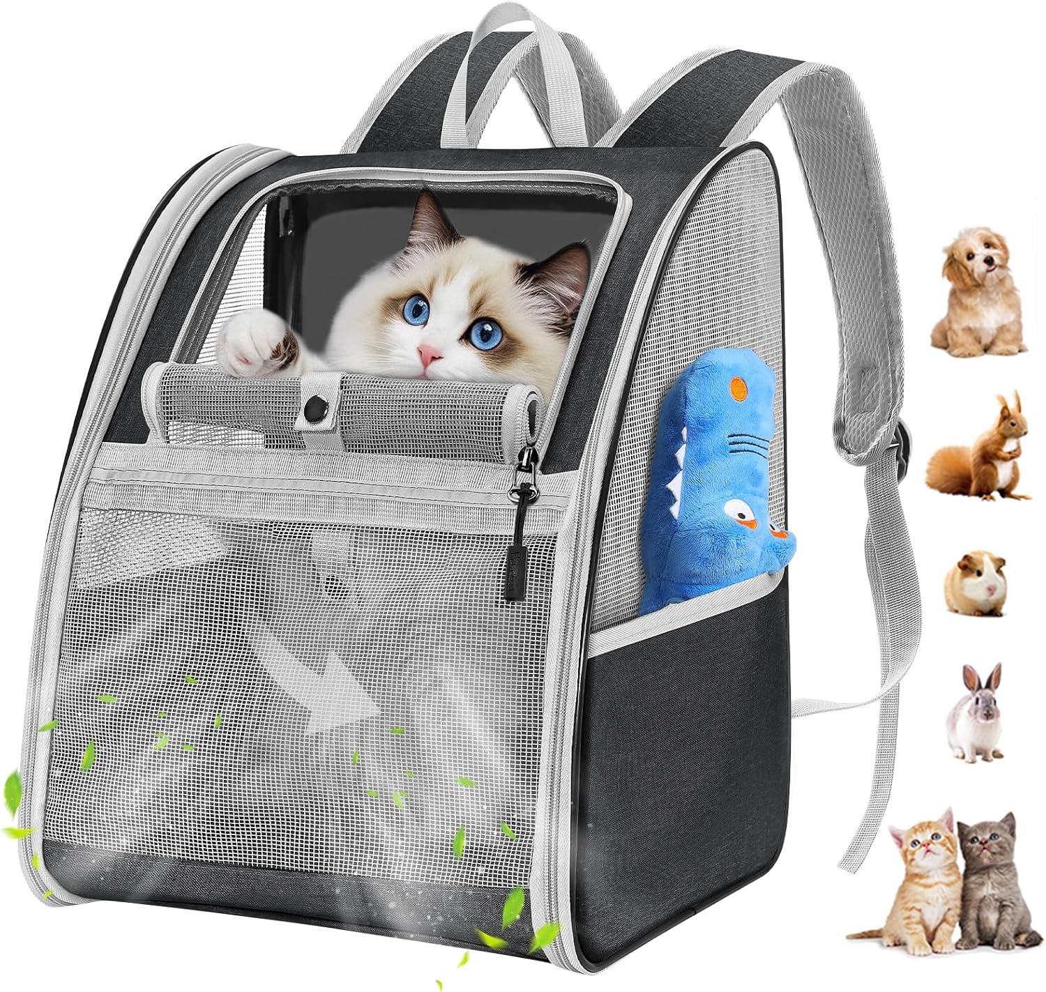 Pawaboo black cat carrier backpack with a cat peeking out of the mesh window