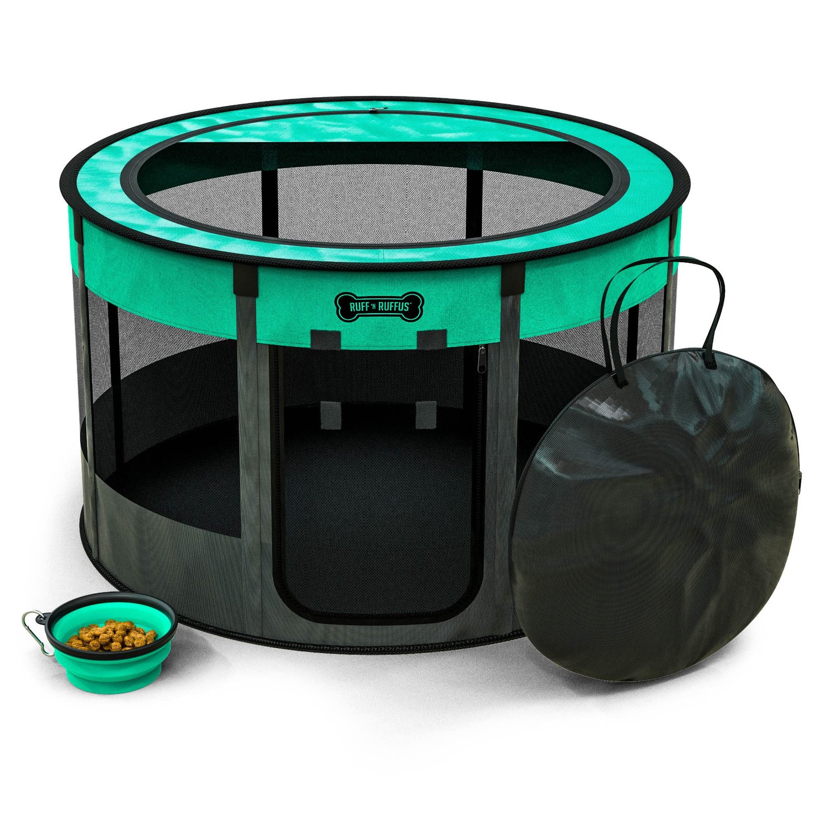 Ruff 'n Ruffus portable foldable pet playpen, medium, aqua