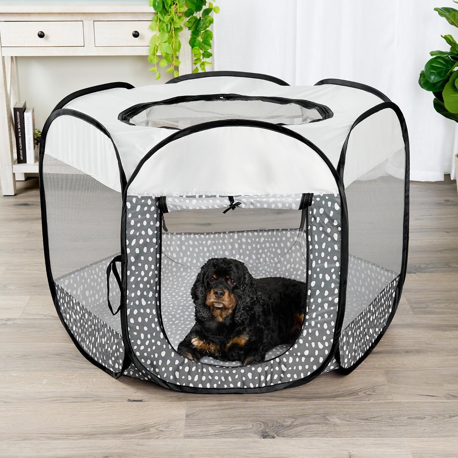FurHaven Portable Pet Playpen Gray Pebbles