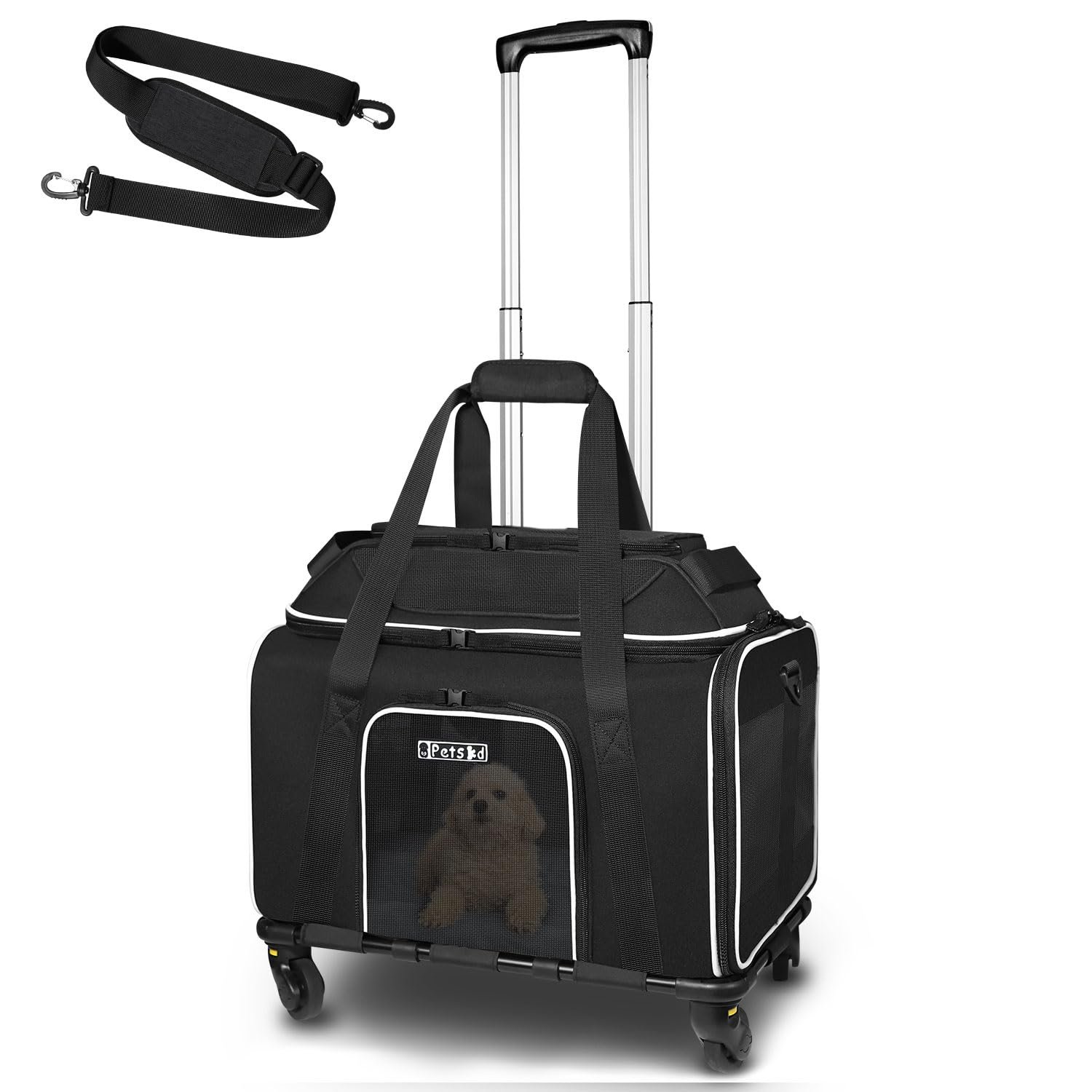 Mr. Peanut's spinner wheelbase luggage cart with push handle