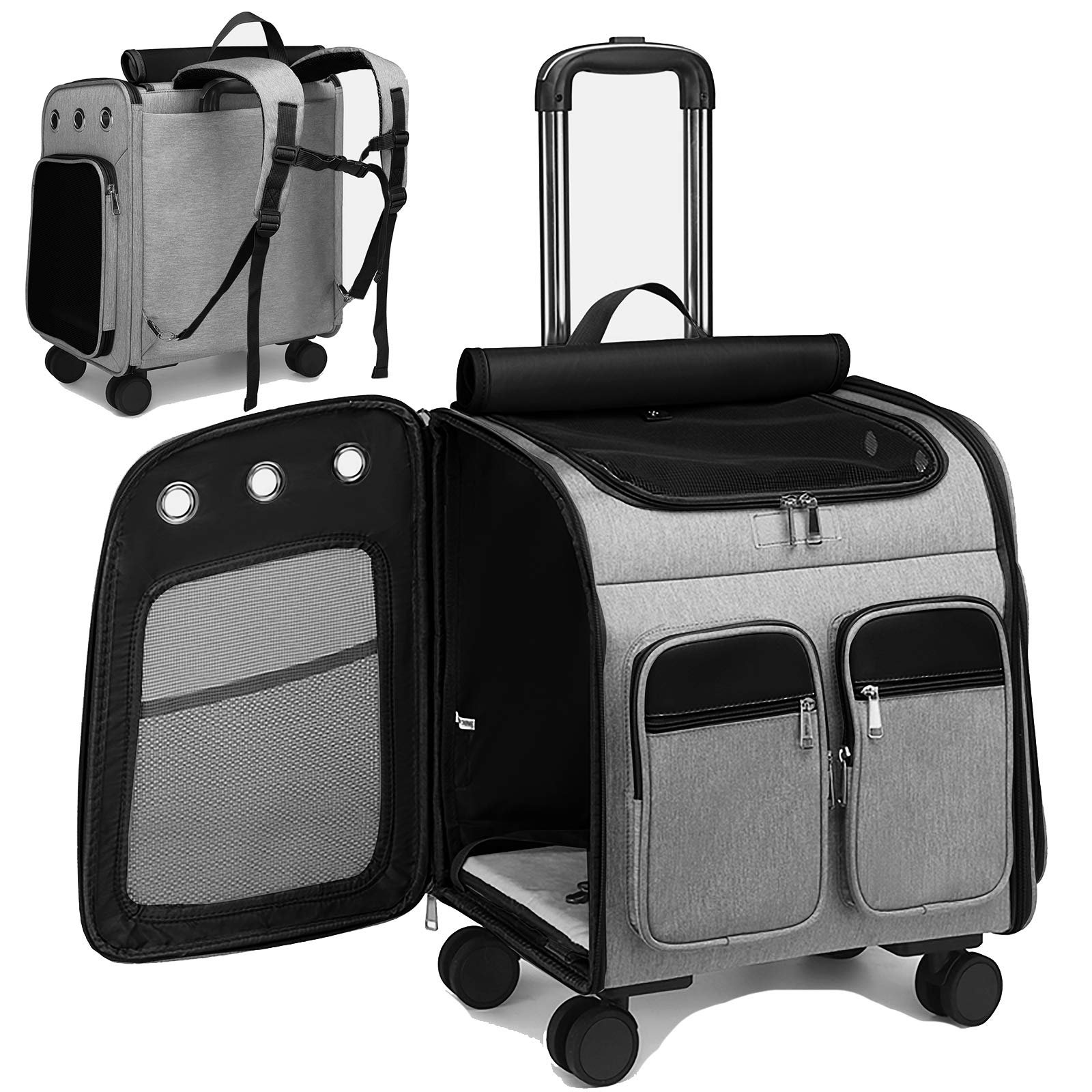 Pet Gear I-GO2 Traveler rolling cat carrier backpack in sage green