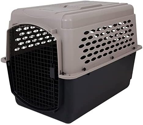 Petmate Vari Kennel 40-inch taupe and black plastic dog kennel with wire door and four-sided ventilation