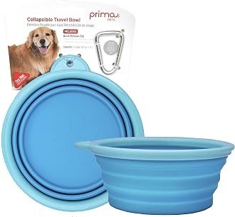 Prima Pet expandable silicone travel dog bowl, aqua
