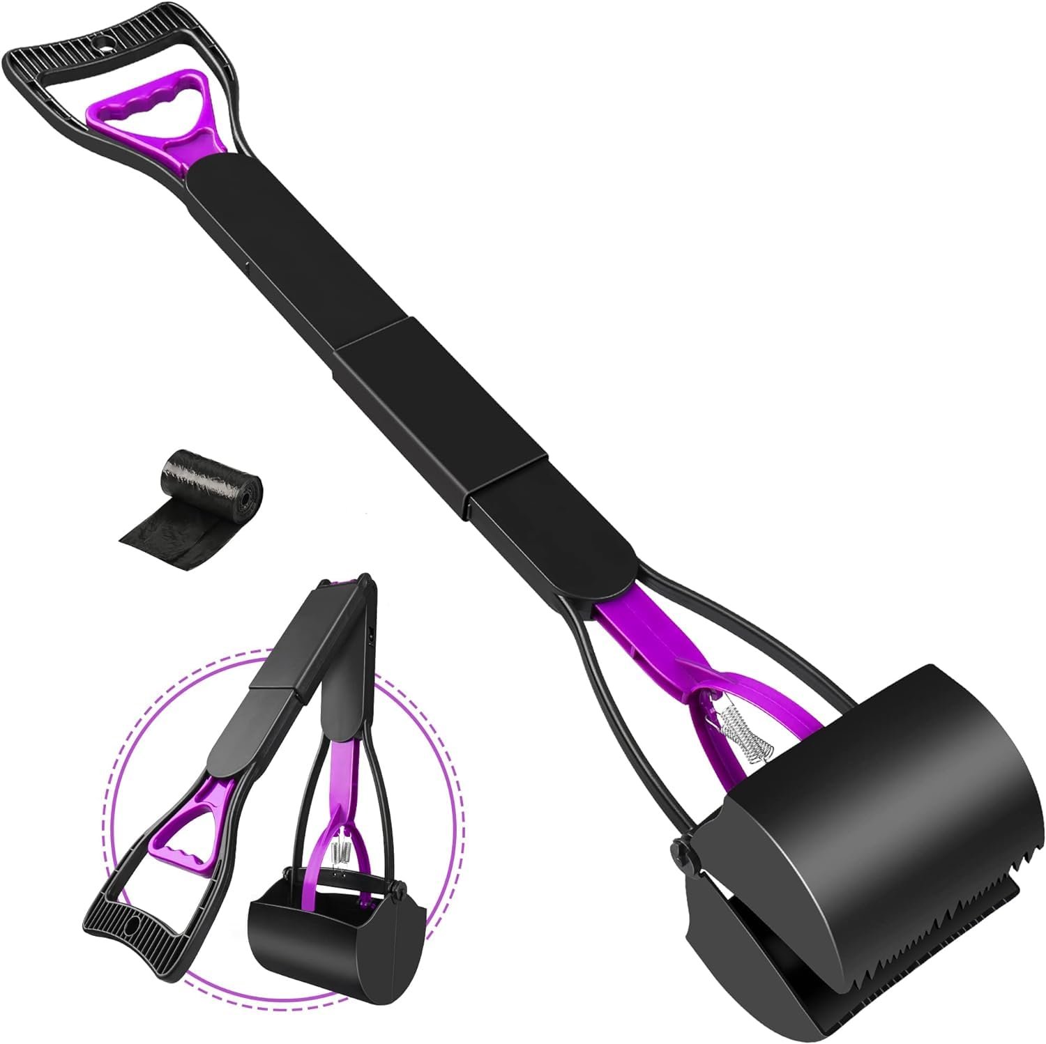 UPSKY 32-inch folding pooper scooper, black and purple