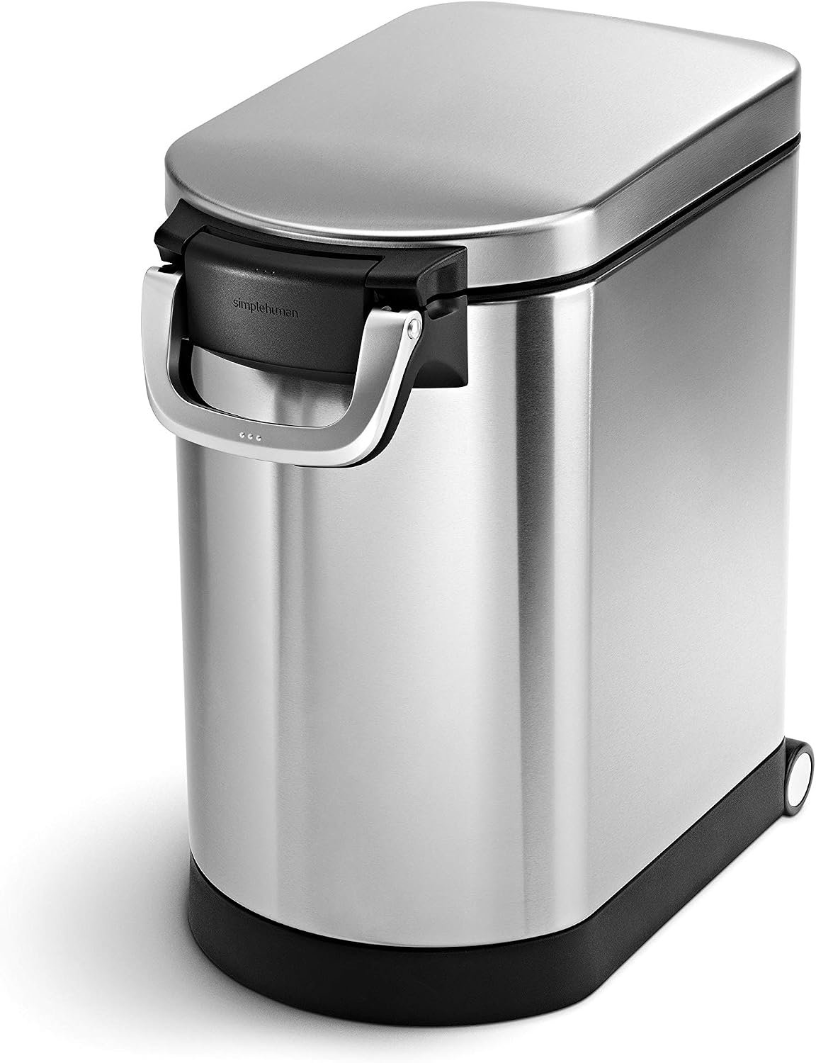 simplehuman brushed stainless steel medium pet food storage can with lock-tight handle