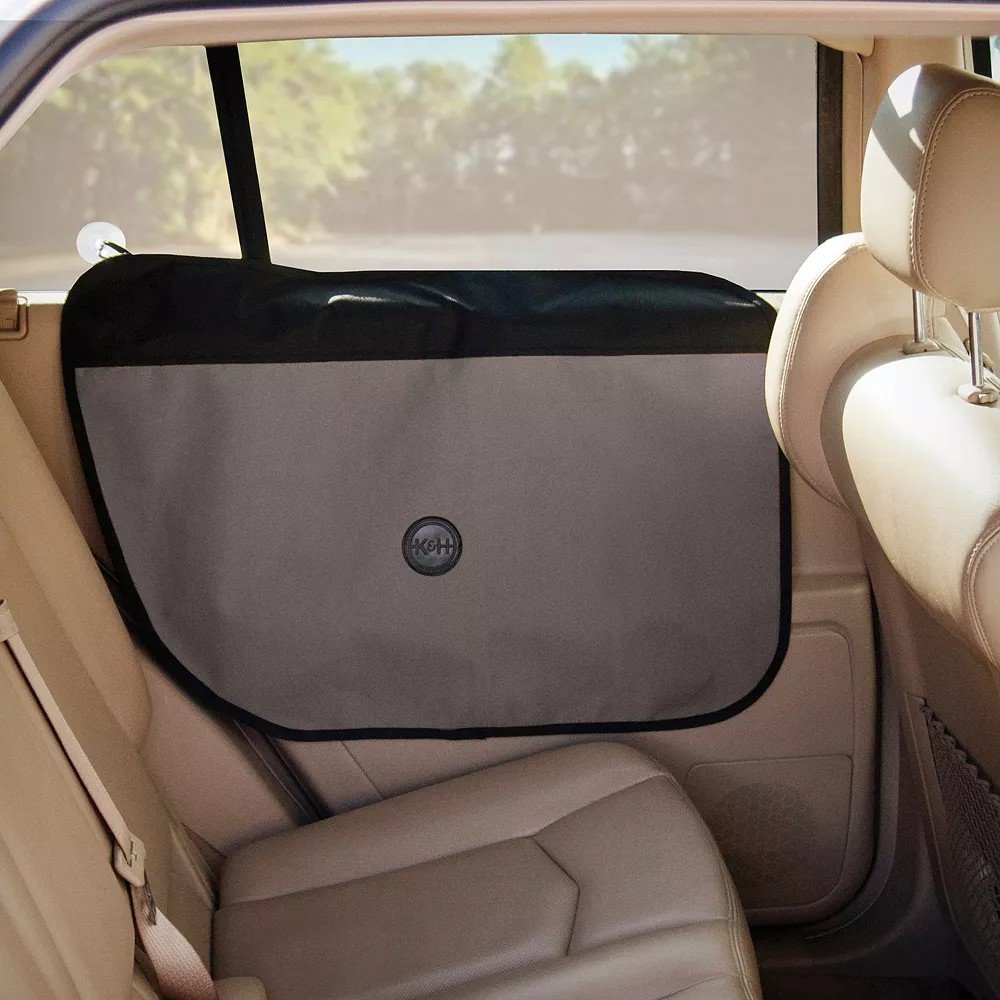 K&H Pet Products car door protector installed on a car door