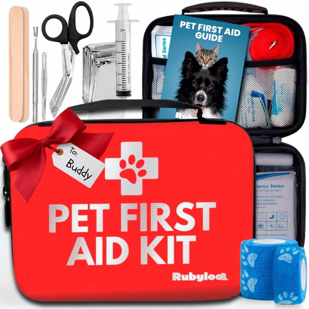 rubyloo Dog First Aid Kit Essential Pack 53 pieces in red hard-sided case