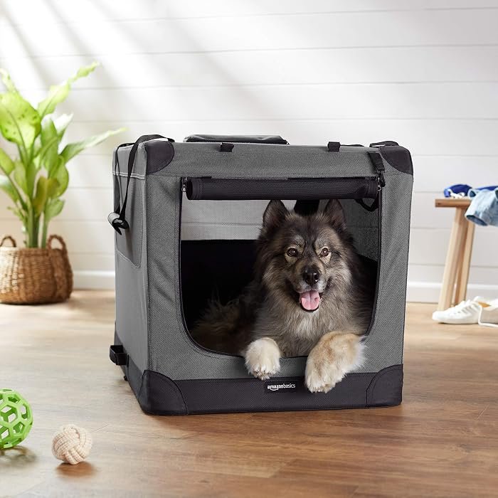 Amazon Basics 4-door pop-up soft dog crate