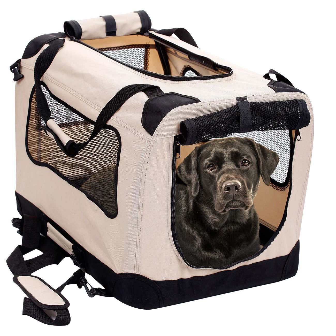 2PET foldable soft dog crate with steel frame