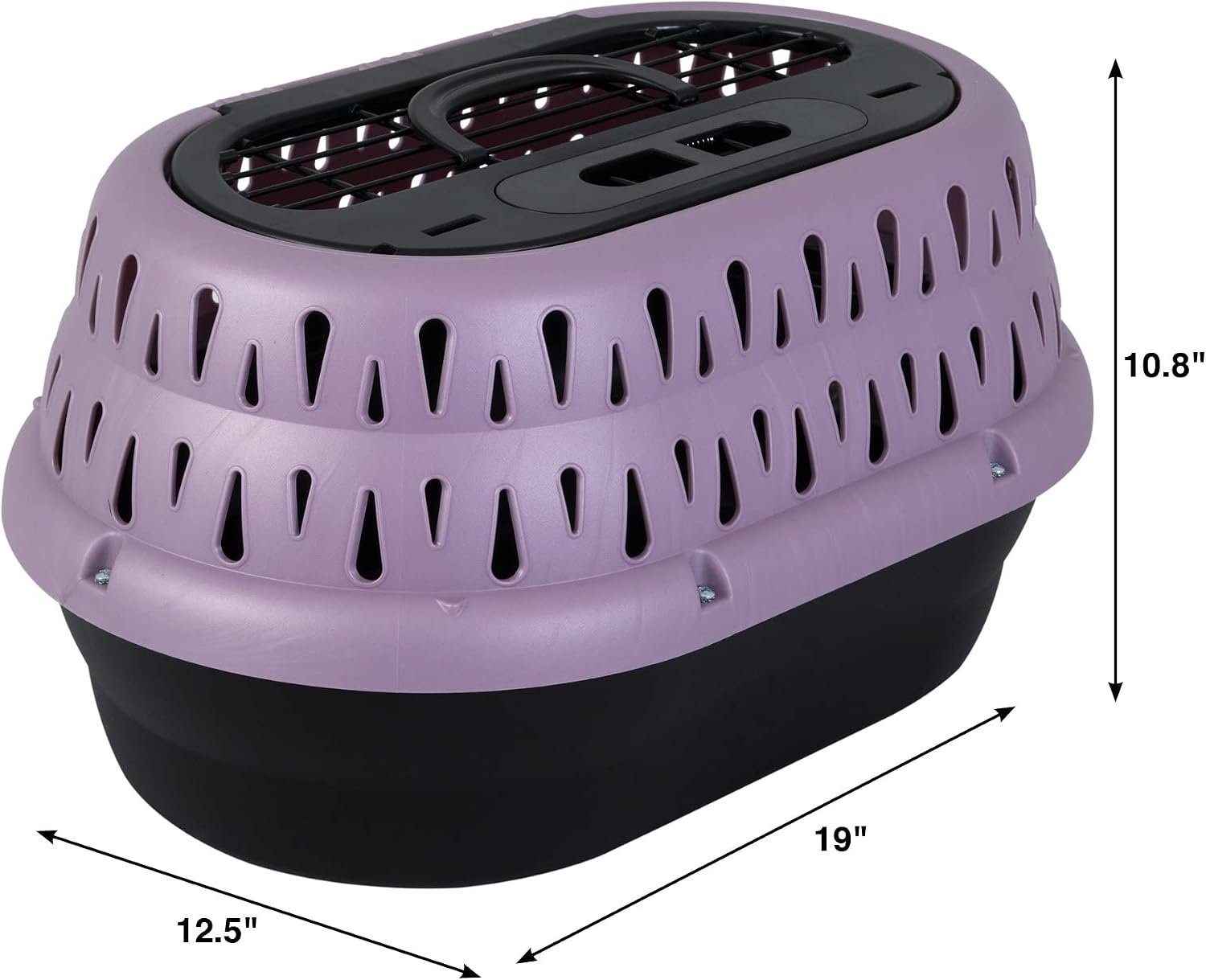 Petmate Top Load Plastic Cat Kennel 19 inch, purple and black, for pets up to 10 lbs