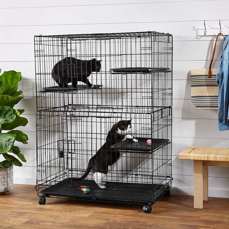 Amazon Basics large 3-tier black wire cat cage playpen