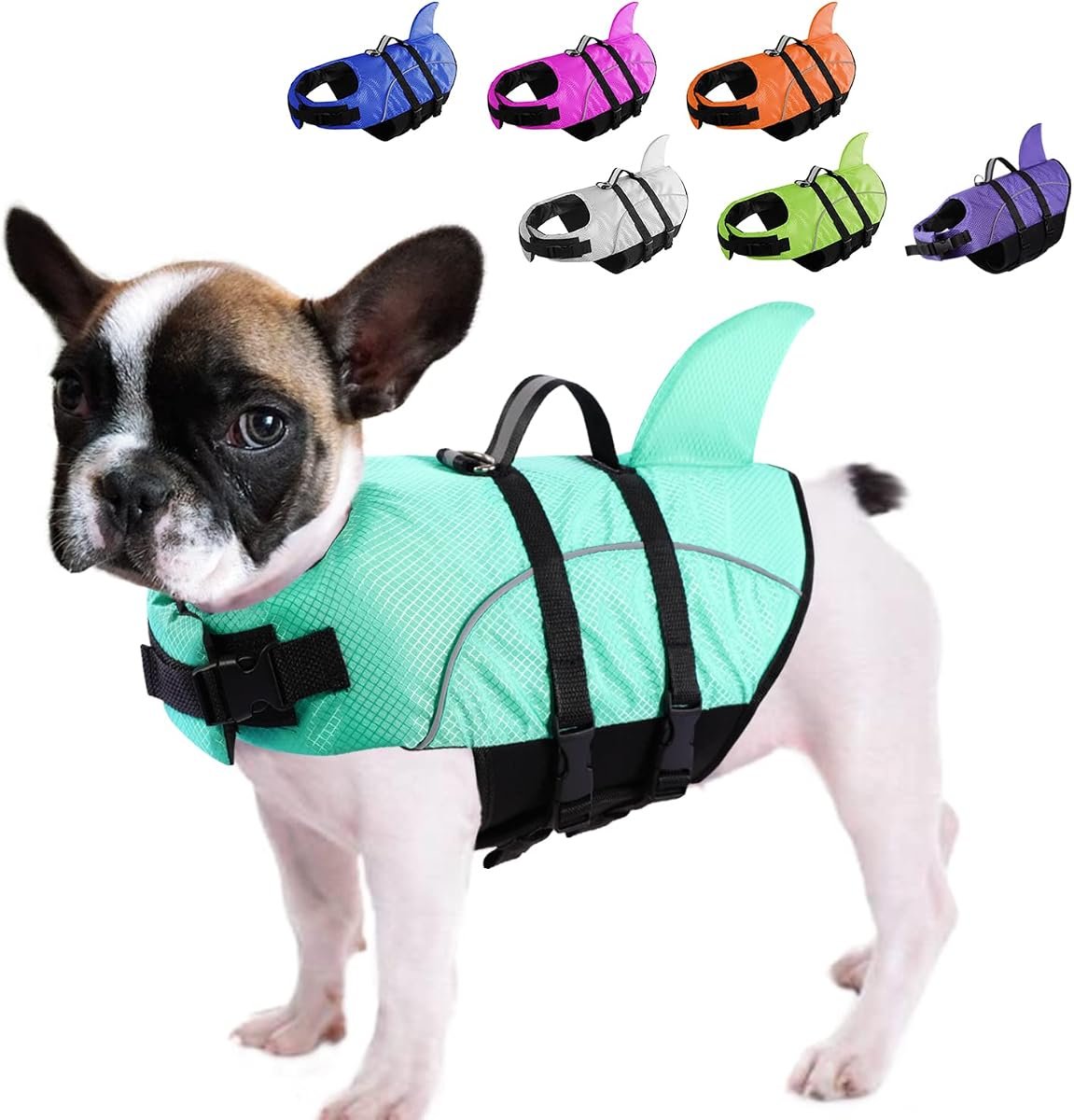3. Queenmore Small Dog Shark Life Vest — Best for Small Dogs & Puppies
