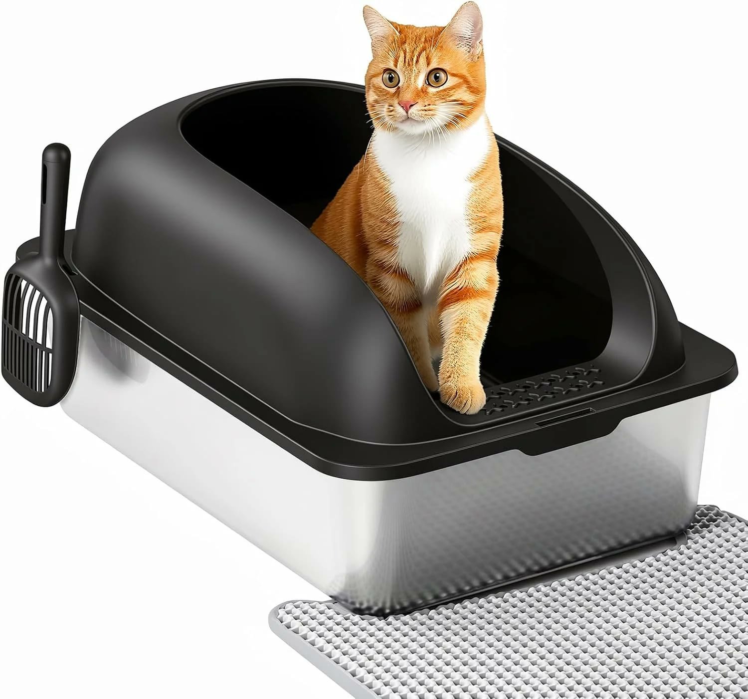 6. OLIXIS Stainless Steel Litter Box with Lid — Budget Enclosed Pick
