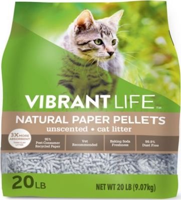 5. Vibrant Life Natural Paper Pellets, Unscented (20 lb) - Best for Post-Surgery & Low Dust